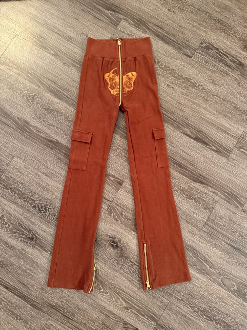 Tordrobes Brown Butterfly Signature U-Zip Pant